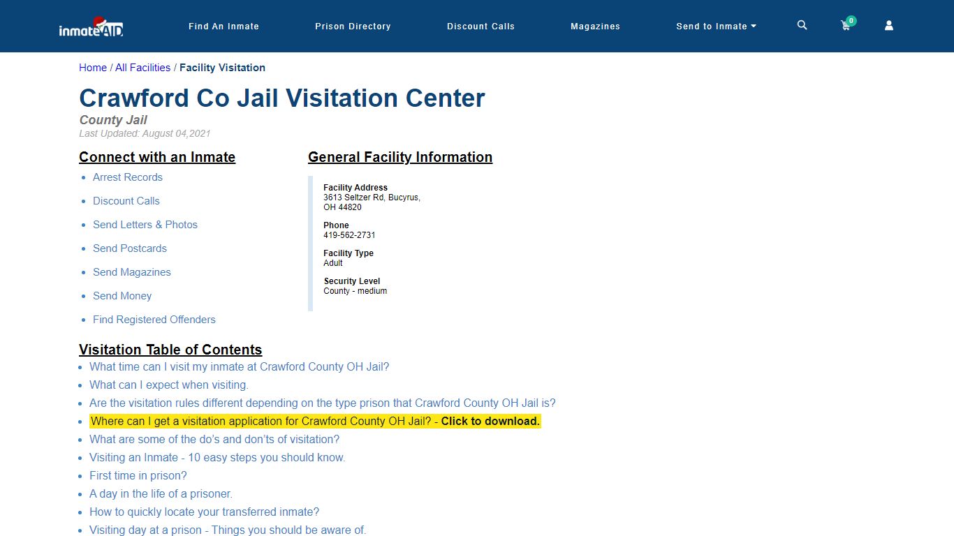 Crawford County OH Jail | Visitation, dress code & visiting hours